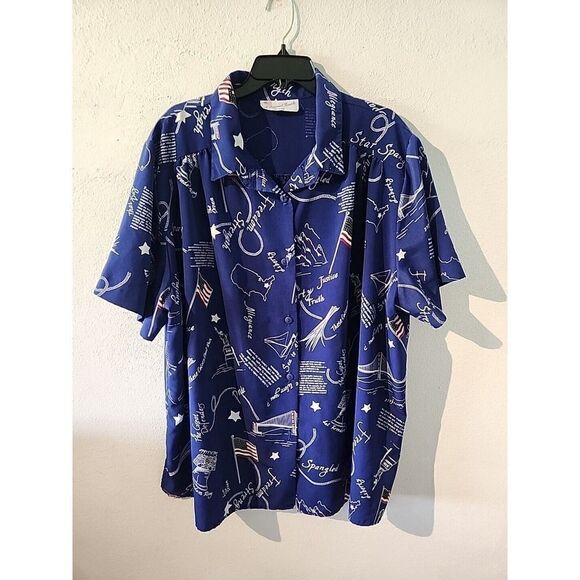 Vintage A Personal Touch Button Up Shirt American Flag Freedon Patriotic 2xl - Picture 1 of 7